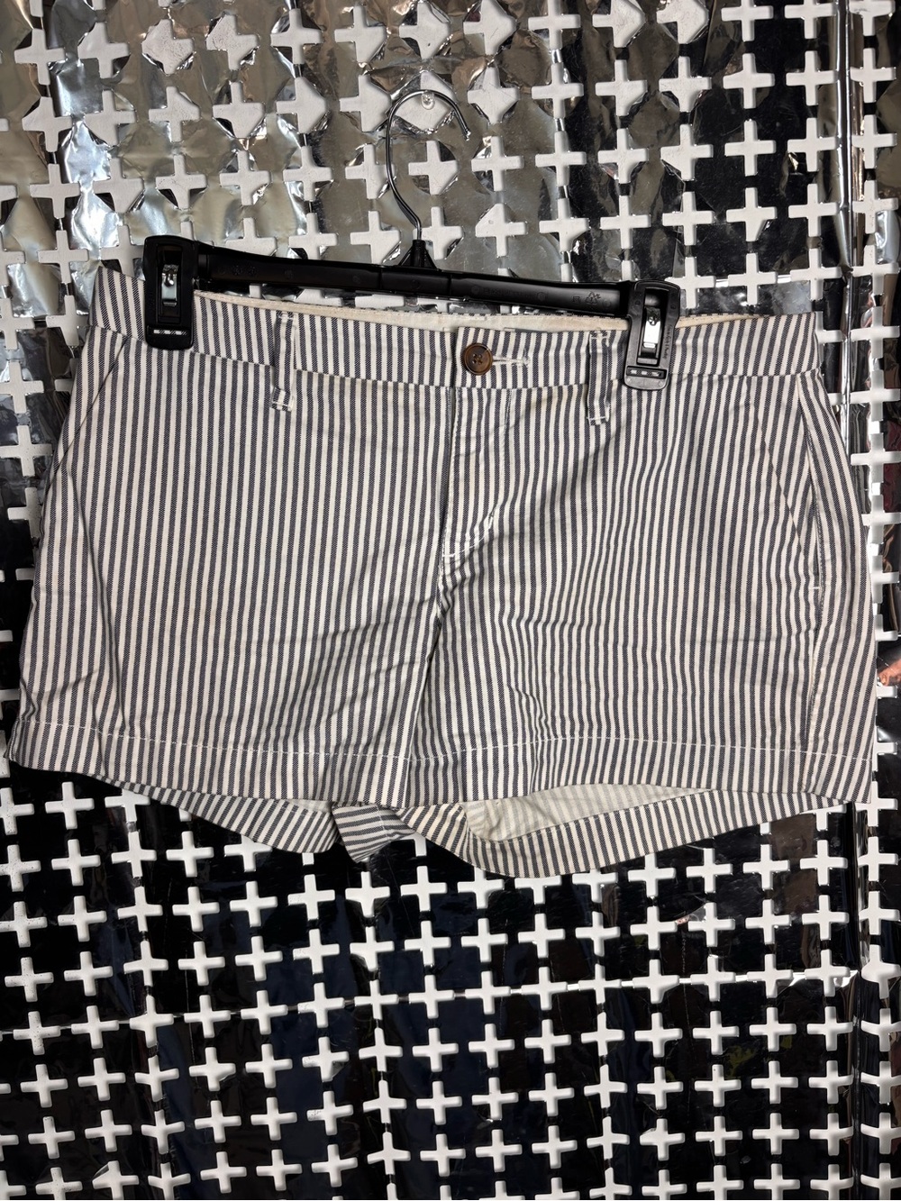 Old Navy Navy and White Striped Cargo Shorts